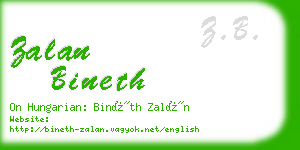 zalan bineth business card